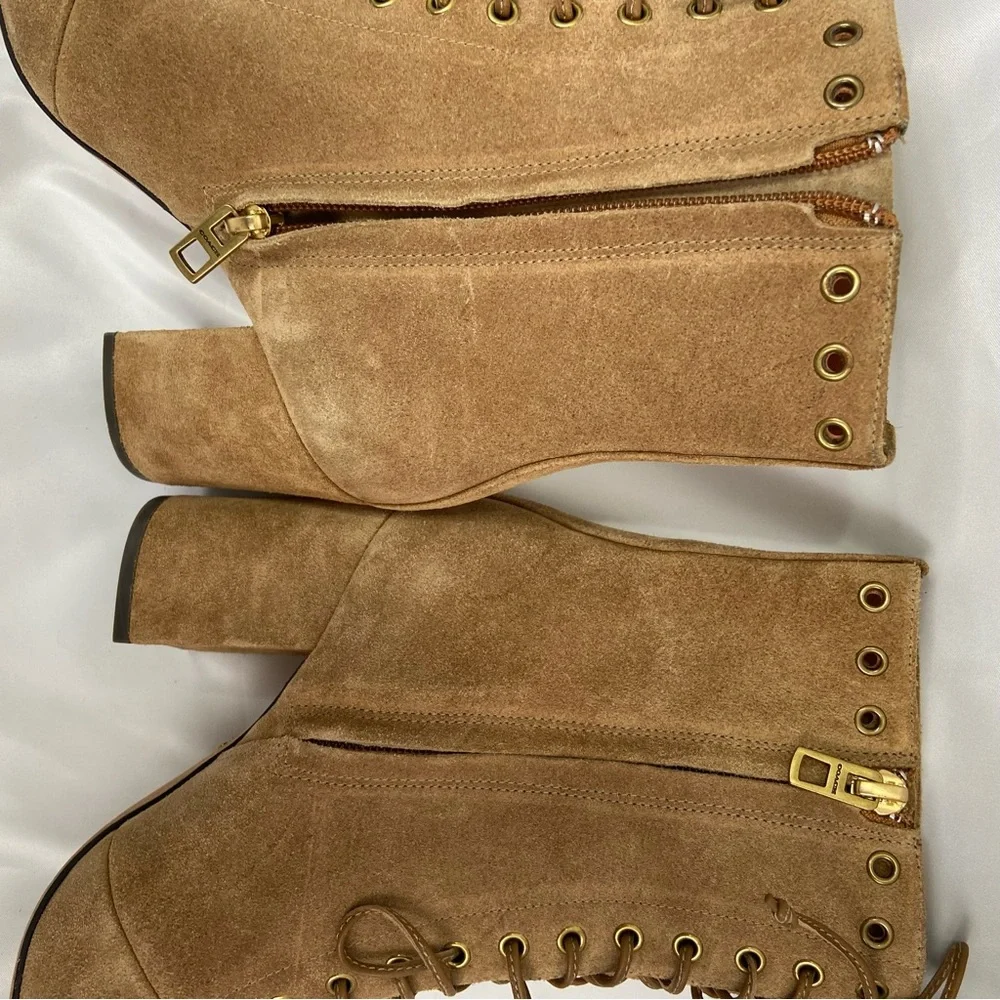 Coach Camel Suede Dean Lace Up Booties - Picture 8 of 10